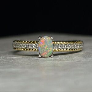 Breathtaking Designer Fashion Crystal Floral Opal Ring